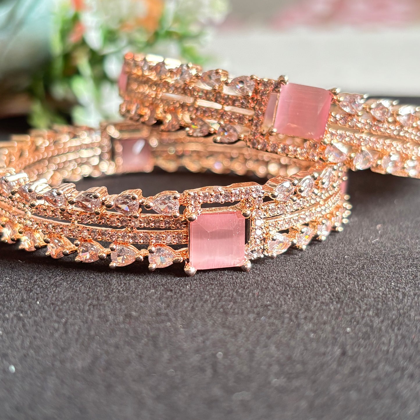 Peach Stone AD Bangles