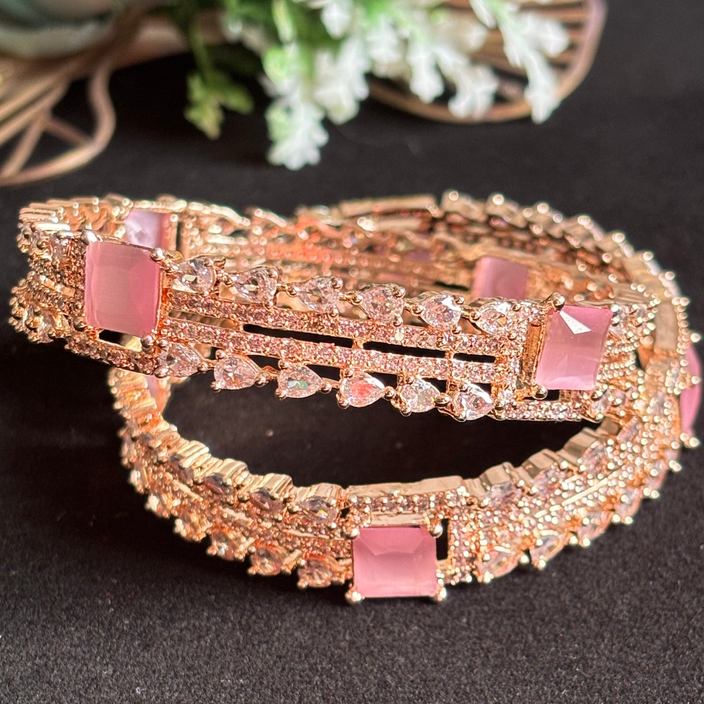Peach Stone AD Bangles