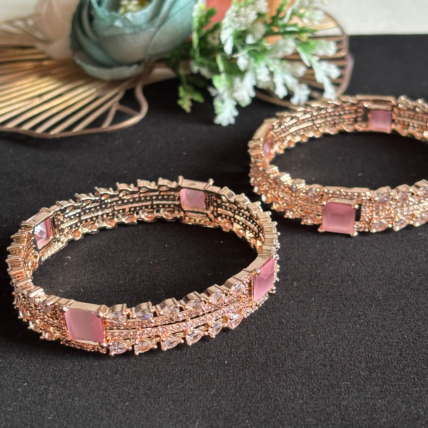 Peach Stone AD Bangles