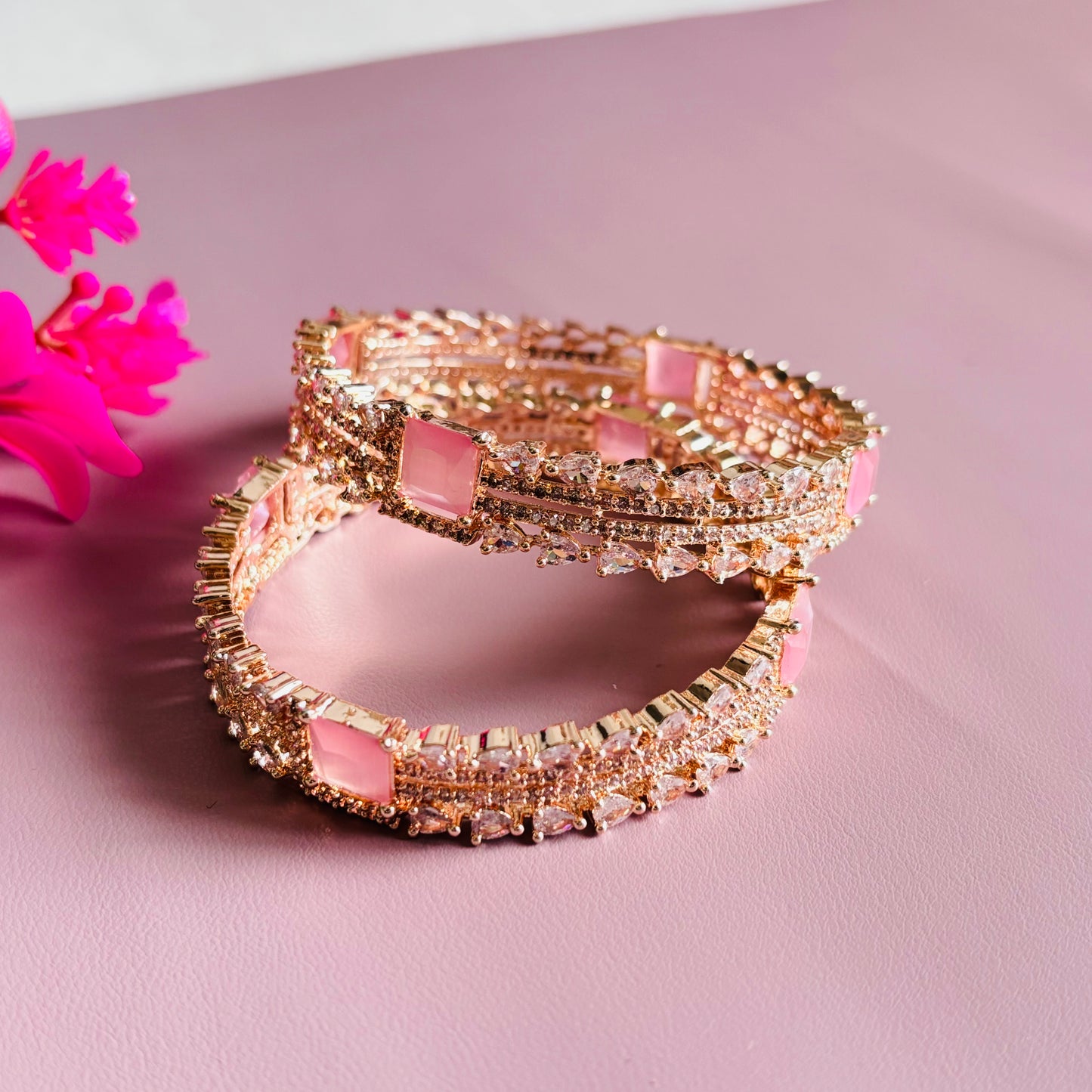 Peach Stone AD Bangles