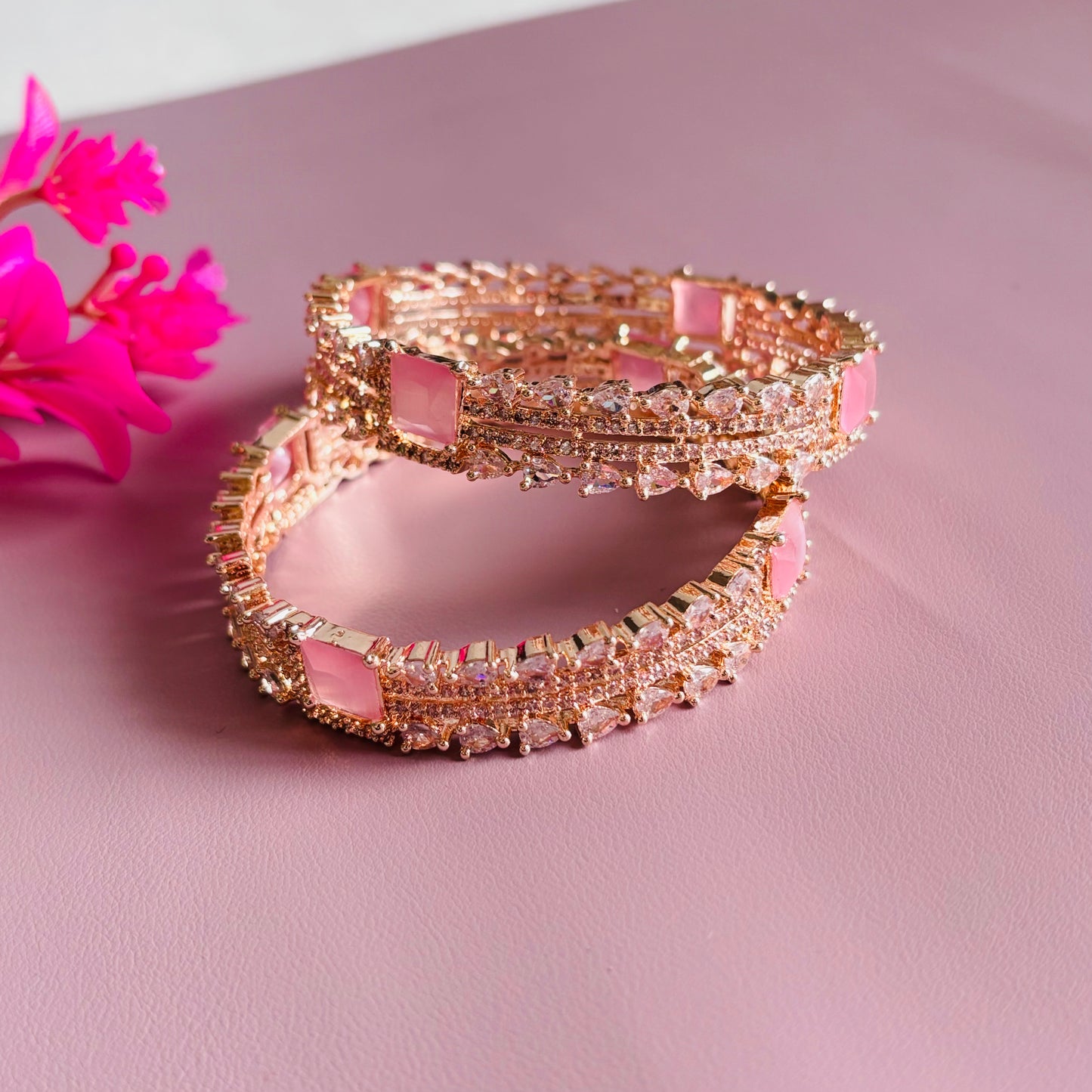 Peach Stone AD Bangles