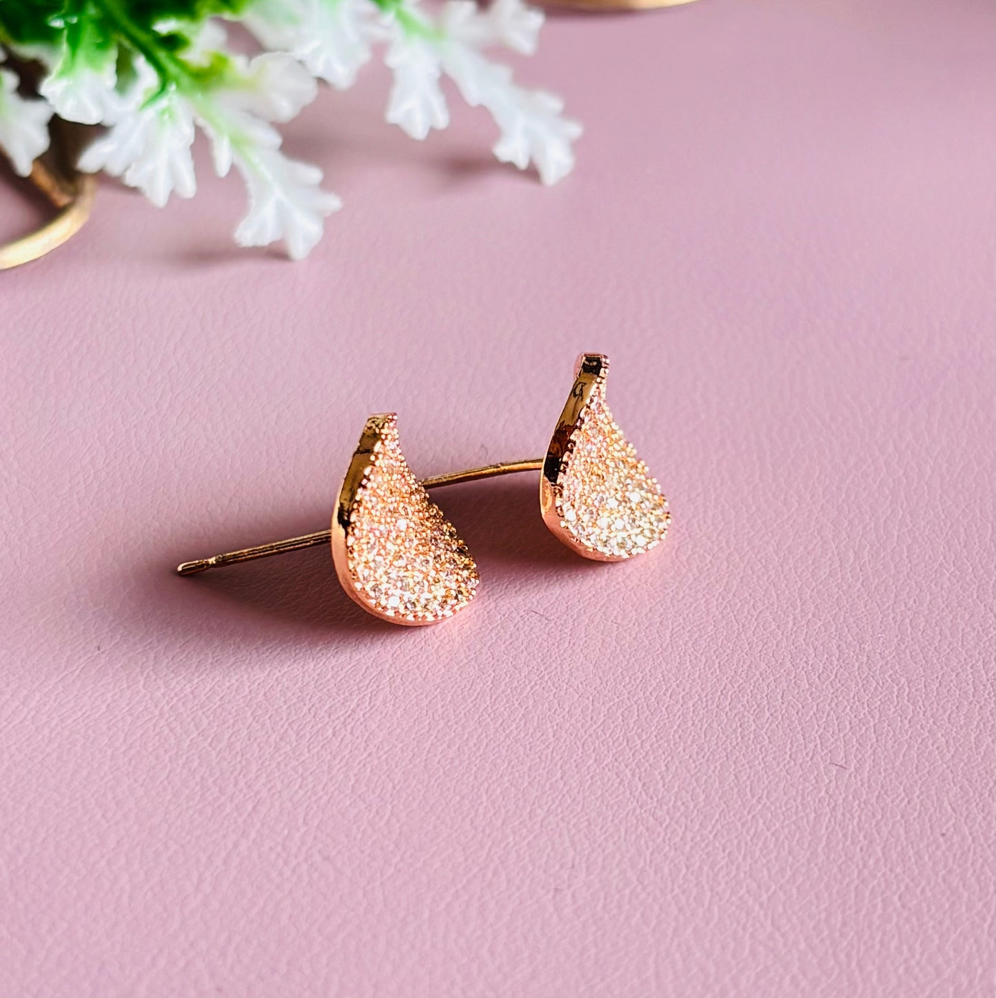 Rose Gold Petal AD Earrings