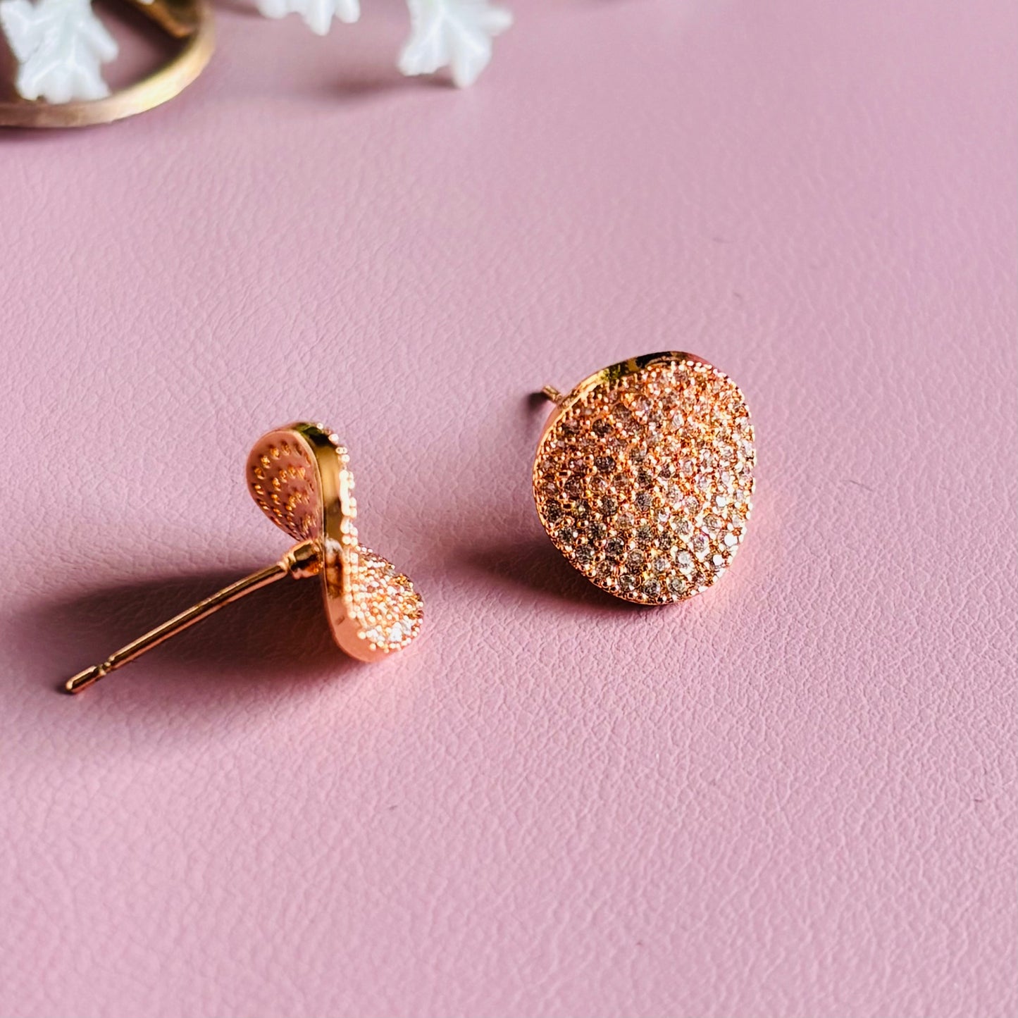 Rose Gold Petal AD Earrings