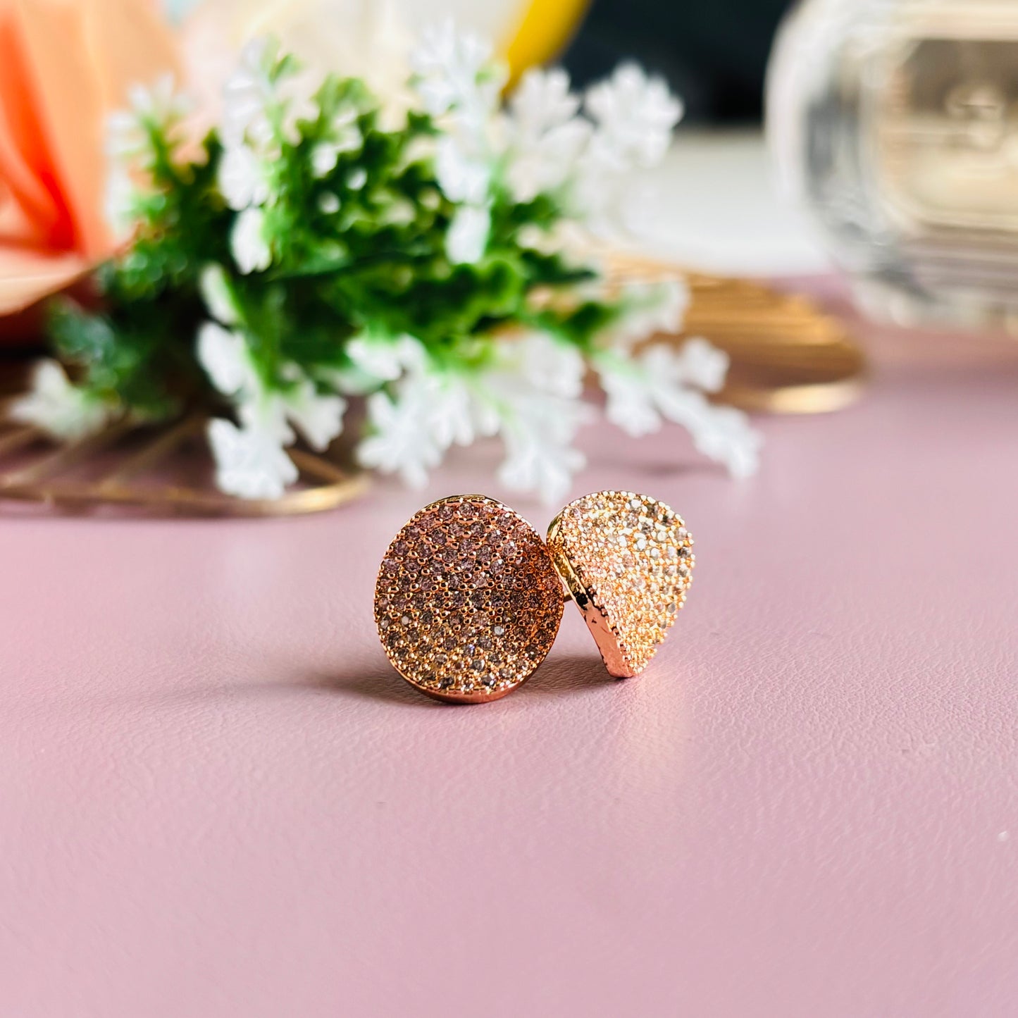 Rose Gold Petal AD Earrings