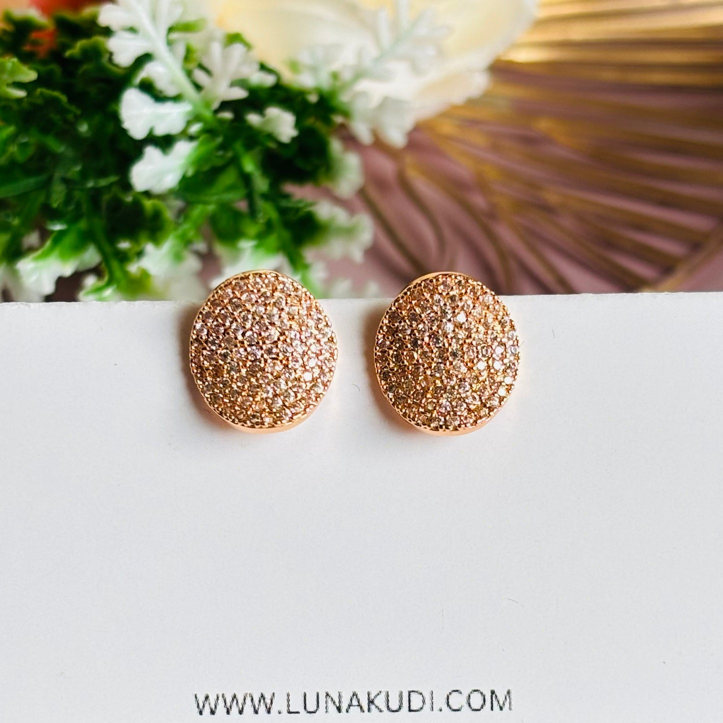 Rose Gold Petal AD Earrings
