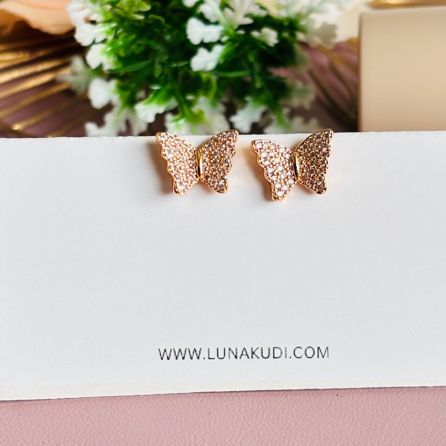 Gold Butterfly Studs