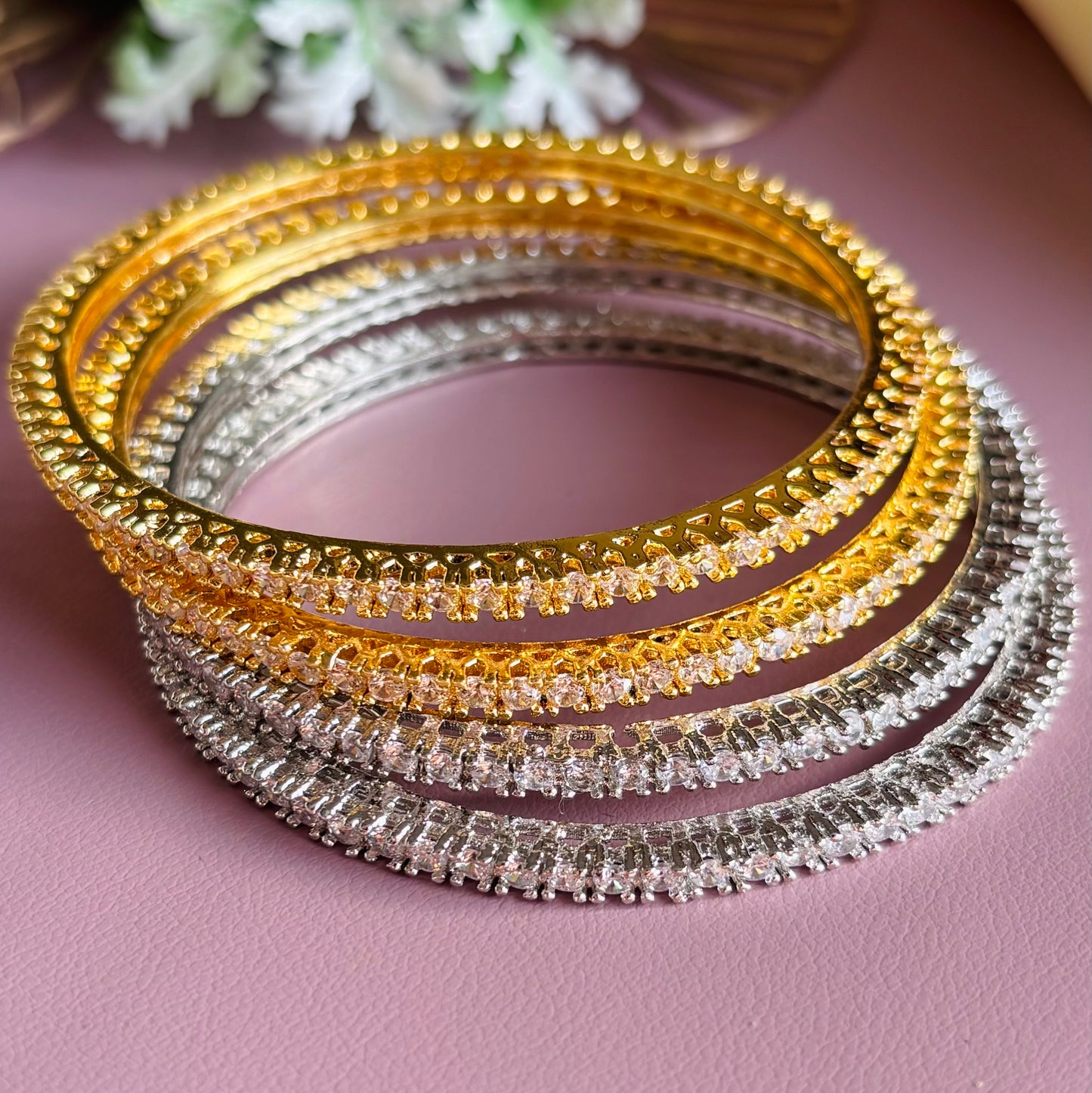 Studded AD Bangles – Set of 2