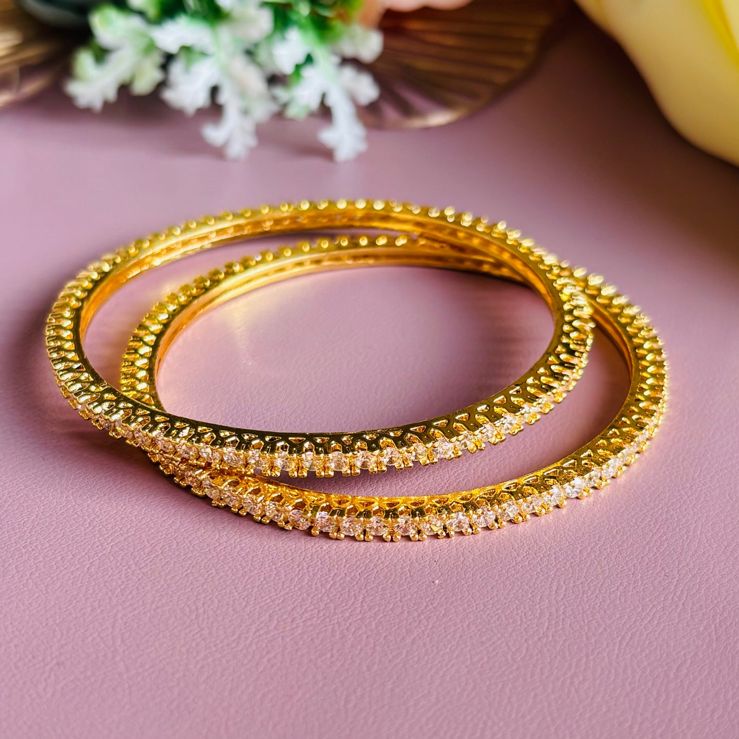 Studded AD Bangles – Set of 2