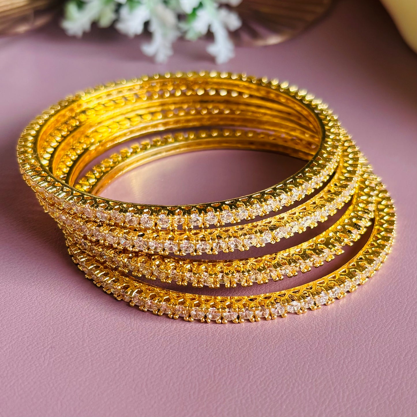 Studded AD Bangles – Set of 2