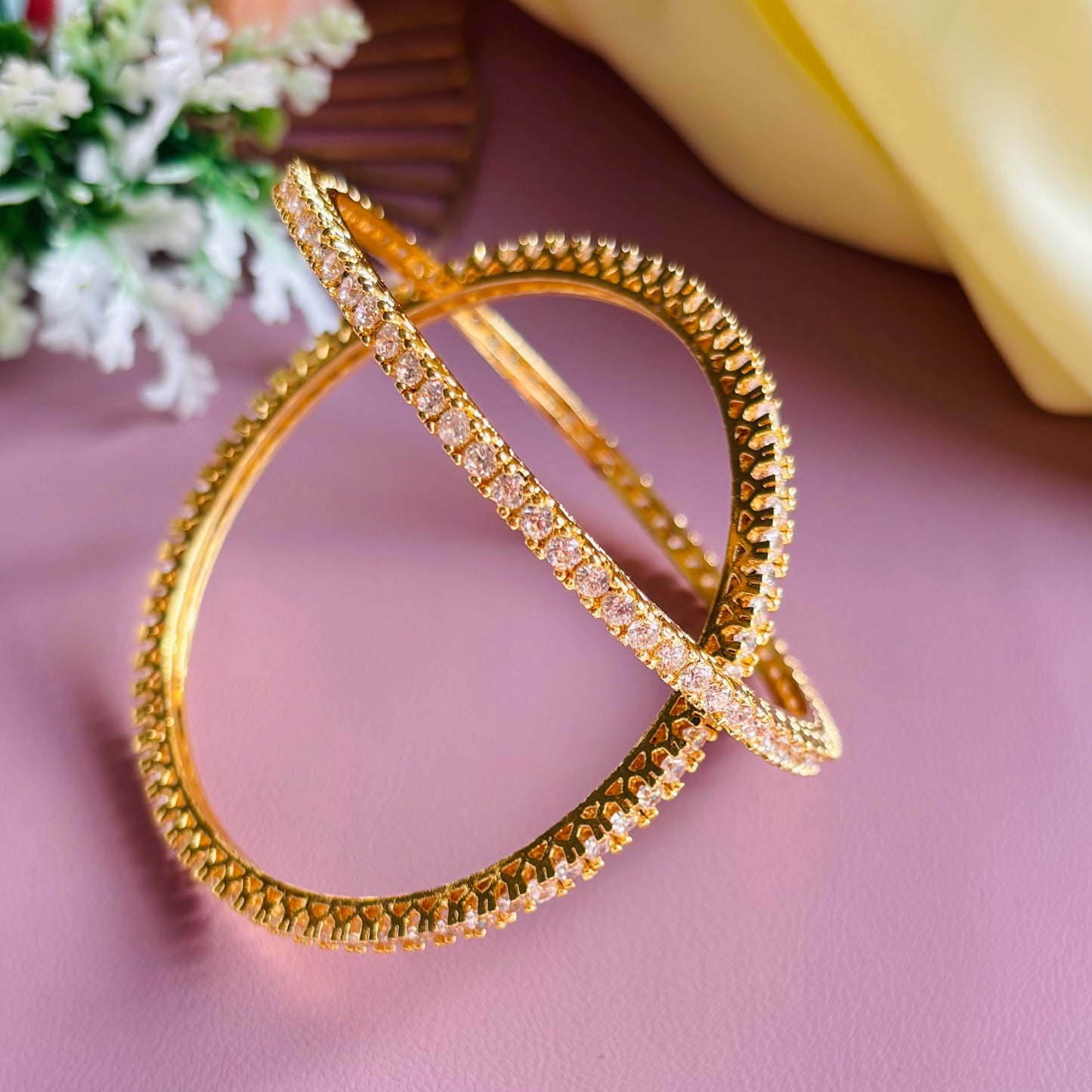 Studded AD Bangles – Set of 2
