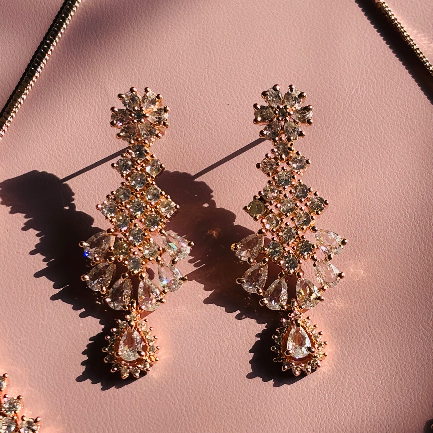 Rose Gold Peach AD Necklace