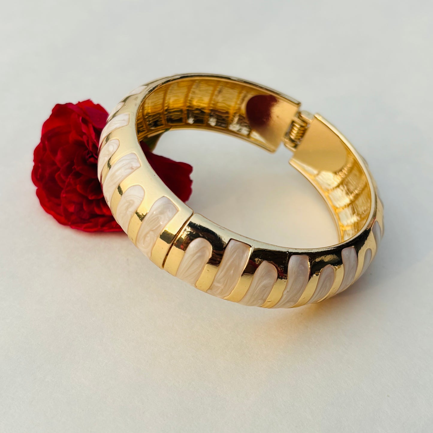 Ivory Stripe Hinge Bracelet