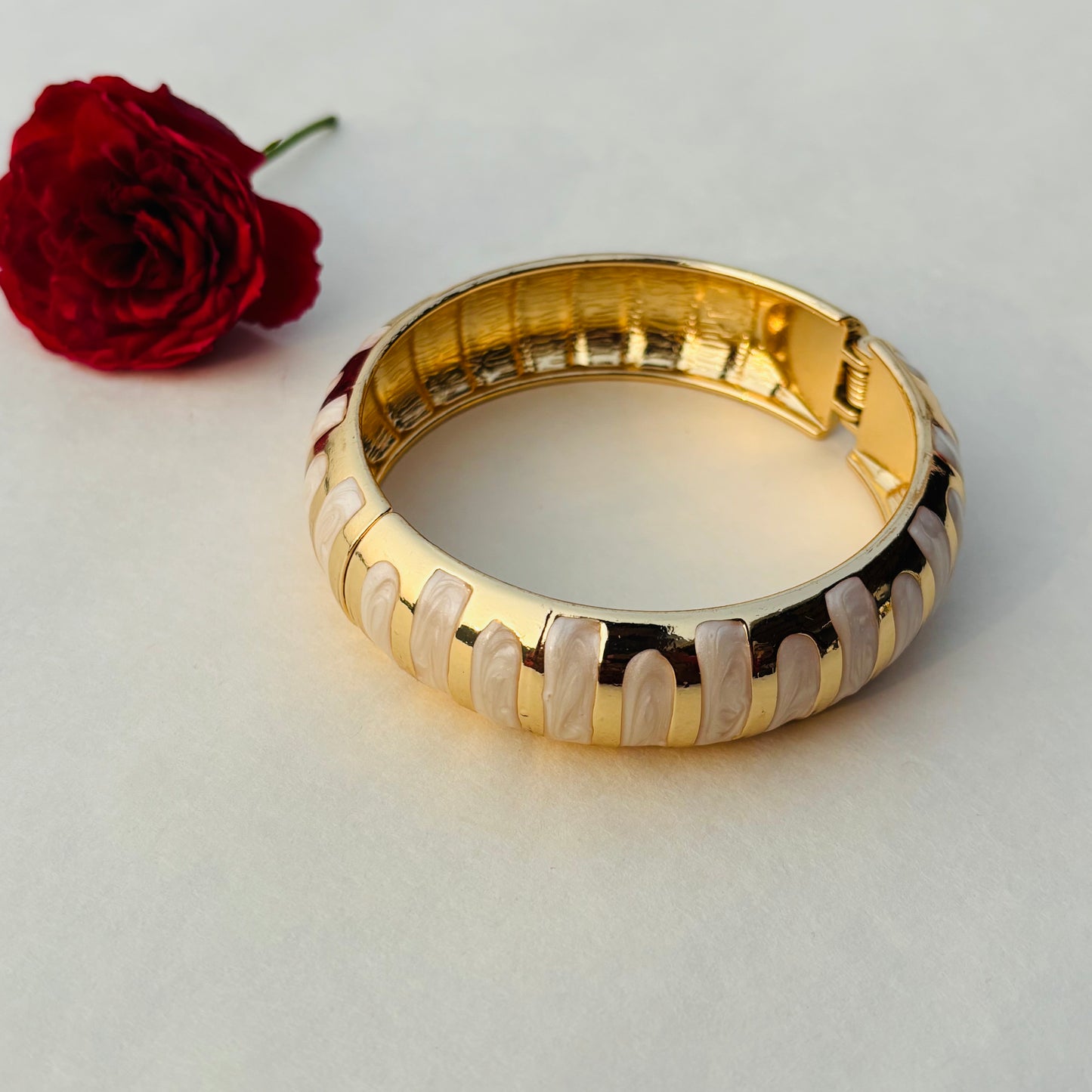 Ivory Stripe Hinge Bracelet