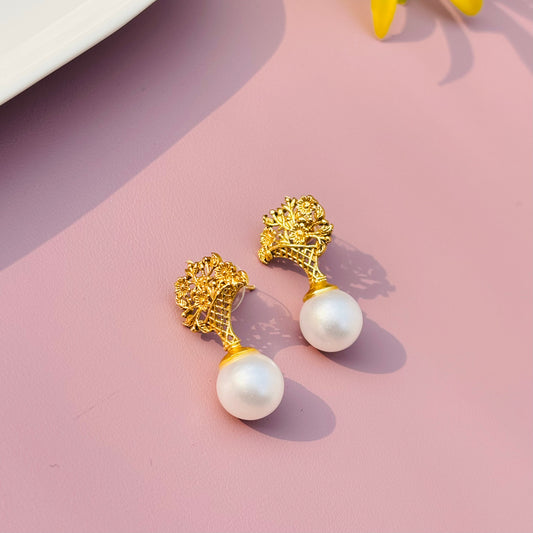 Floral Pearl Drop Earrings
